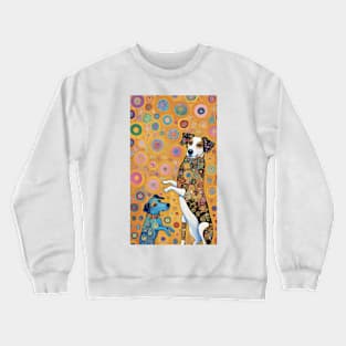 Gustav Klimt's Chromatic Canine: Vivid Dog Illustration Crewneck Sweatshirt
